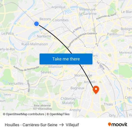 Houilles - Carrières-Sur-Seine to Villejuif map