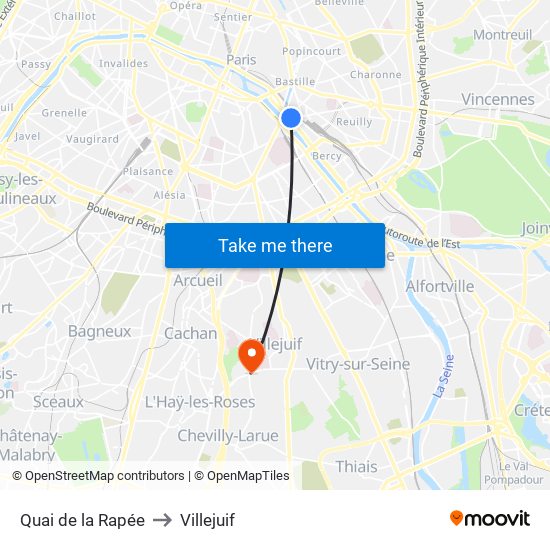 Quai de la Rapée to Villejuif map
