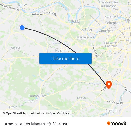 Arnouville-Les-Mantes to Villejust map