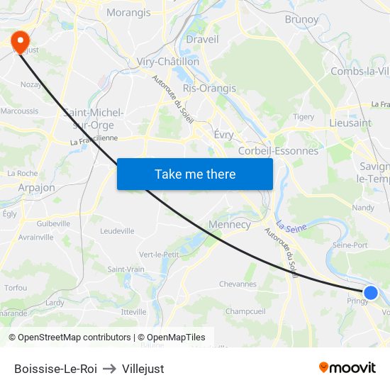 Boissise-Le-Roi to Villejust map