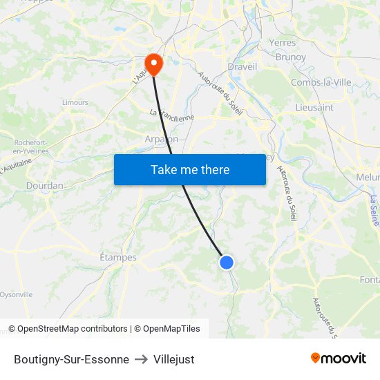 Boutigny-Sur-Essonne to Villejust map