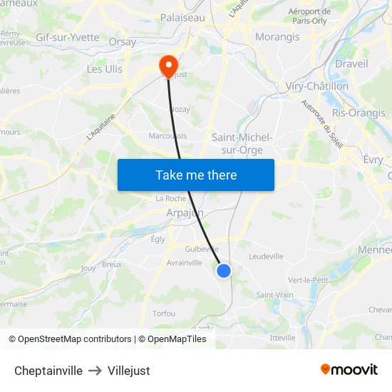 Cheptainville to Villejust map