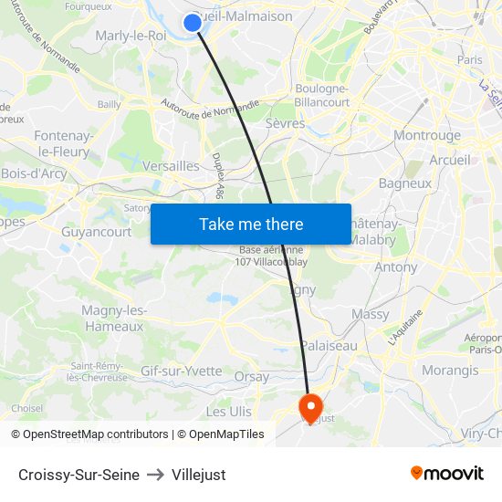 Croissy-Sur-Seine to Villejust map