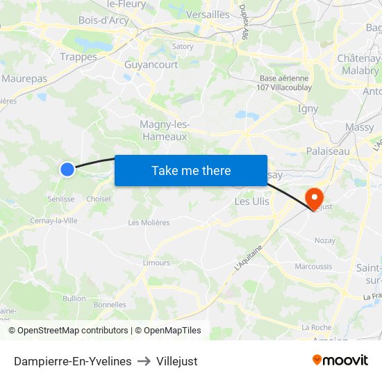 Dampierre-En-Yvelines to Villejust map