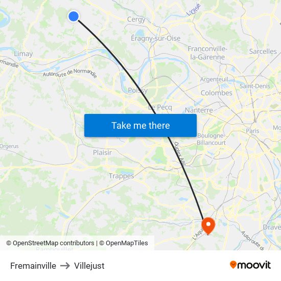 Fremainville to Villejust map