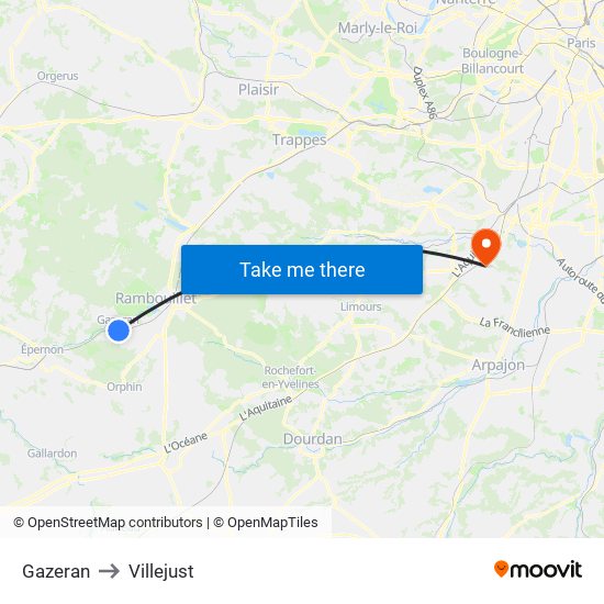 Gazeran to Villejust map