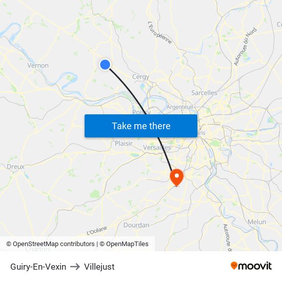 Guiry-En-Vexin to Villejust map
