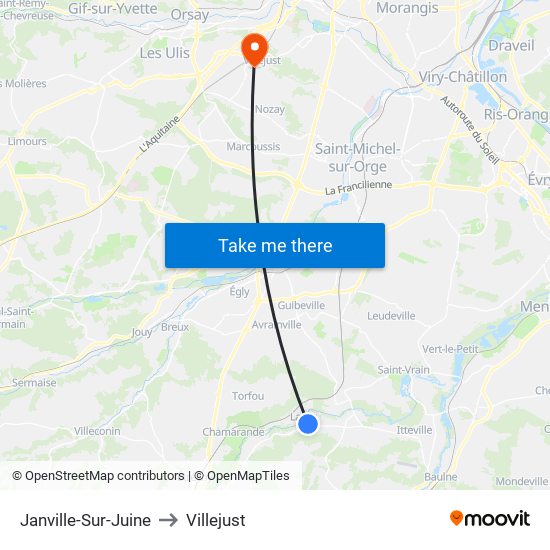Janville-Sur-Juine to Villejust map
