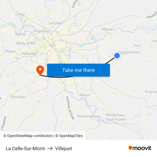 La Celle-Sur-Morin to Villejust map