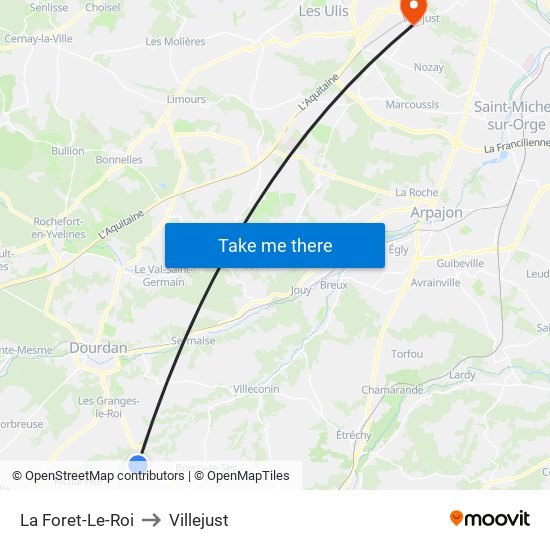 La Foret-Le-Roi to Villejust map