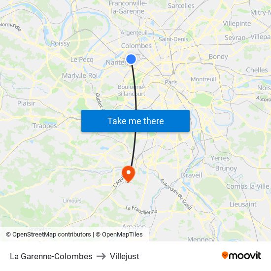 La Garenne-Colombes to Villejust map