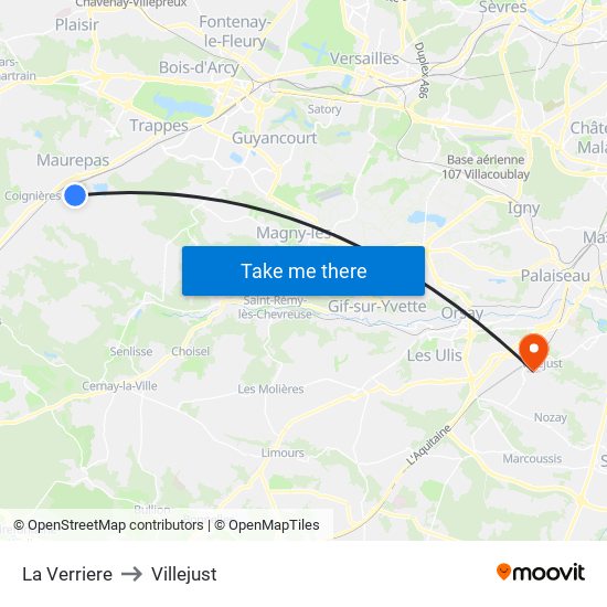 La Verriere to Villejust map
