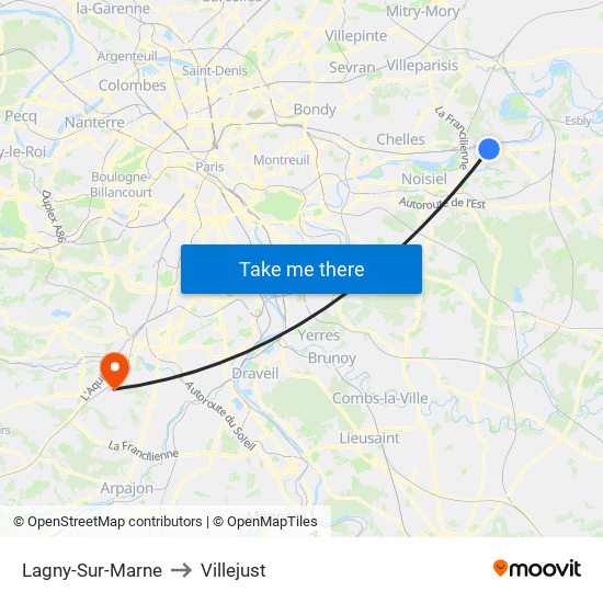 Lagny-Sur-Marne to Villejust map
