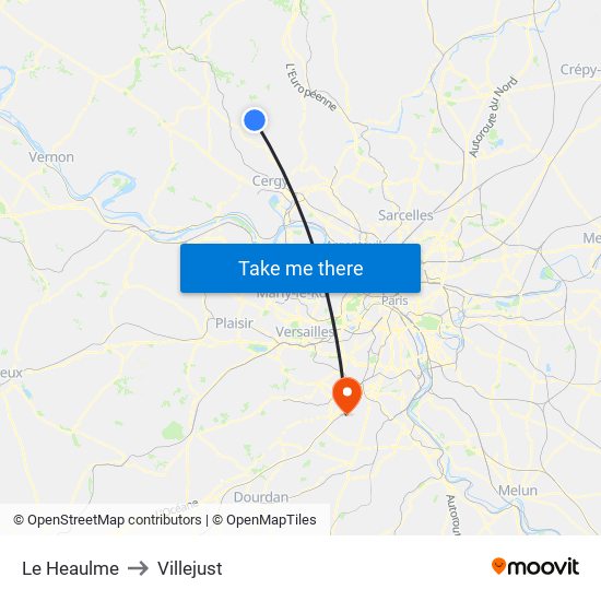 Le Heaulme to Villejust map