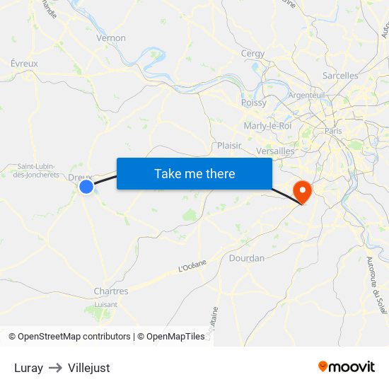 Luray to Villejust map