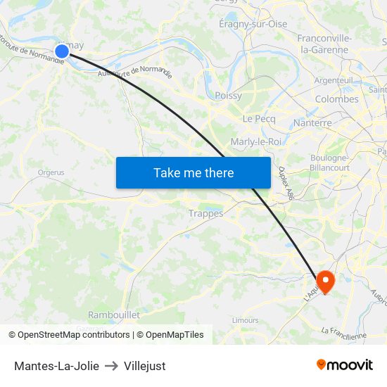 Mantes-La-Jolie to Villejust map