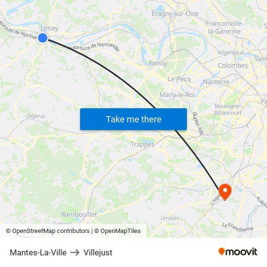 Mantes-La-Ville to Villejust map