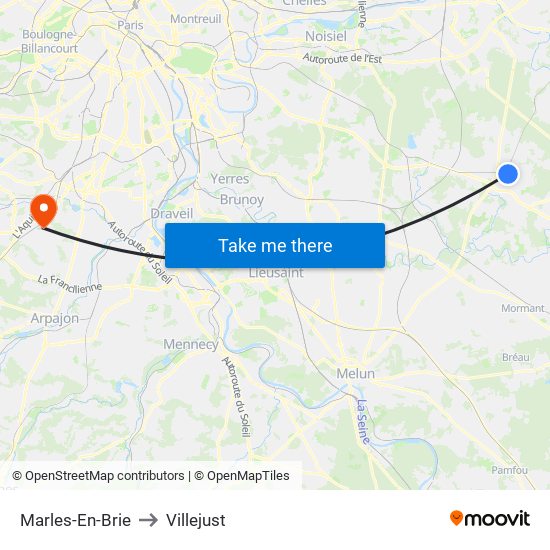 Marles-En-Brie to Villejust map