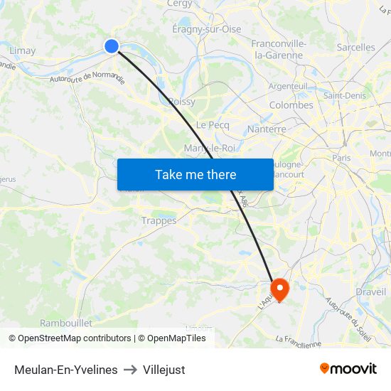 Meulan-En-Yvelines to Villejust map