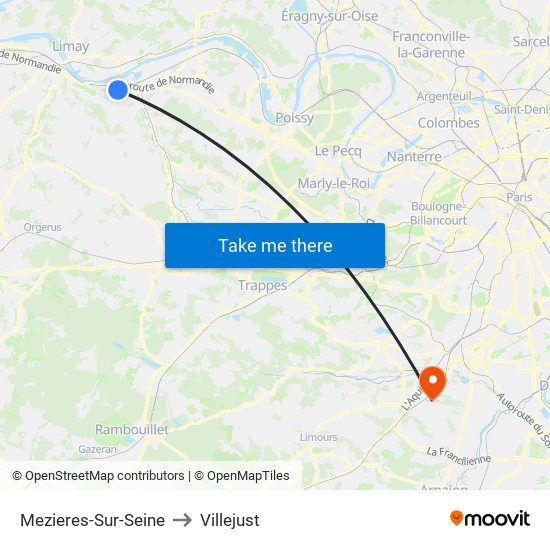 Mezieres-Sur-Seine to Villejust map