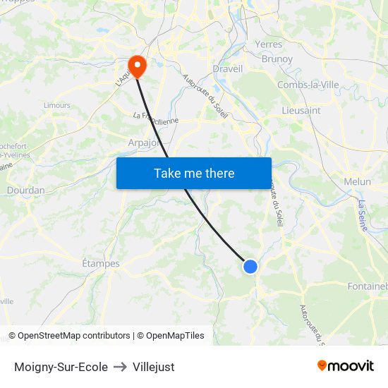 Moigny-Sur-Ecole to Villejust map