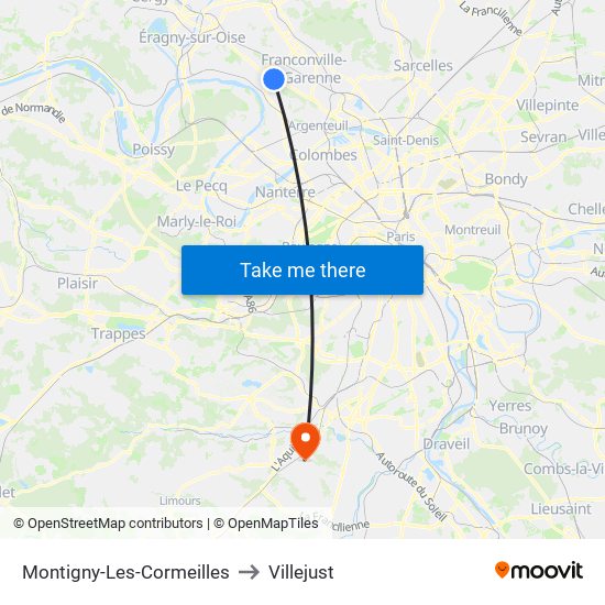 Montigny-Les-Cormeilles to Villejust map