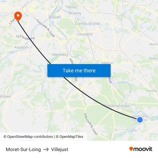 Moret-Sur-Loing to Villejust map