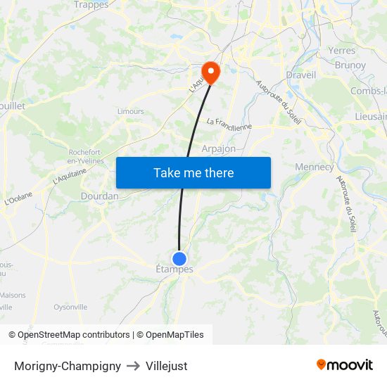 Morigny-Champigny to Villejust map