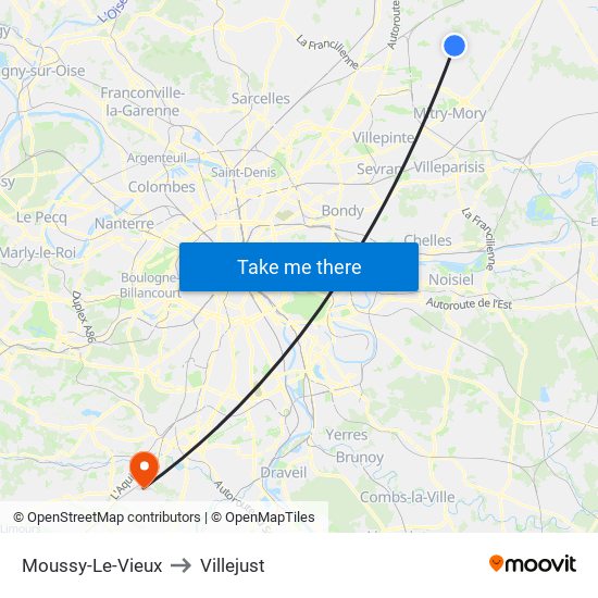 Moussy-Le-Vieux to Villejust map