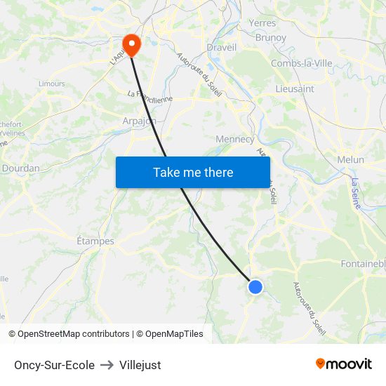 Oncy-Sur-Ecole to Villejust map