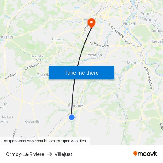 Ormoy-La-Riviere to Villejust map
