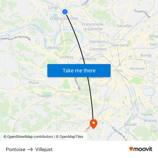 Pontoise to Villejust map