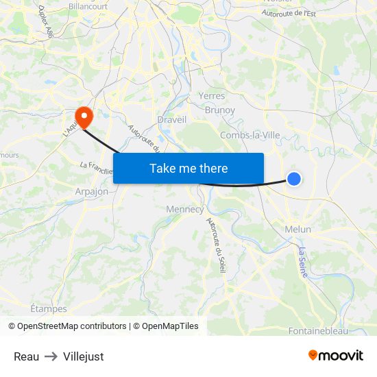 Reau to Villejust map