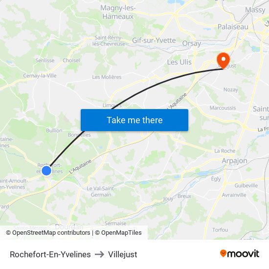 Rochefort-En-Yvelines to Villejust map