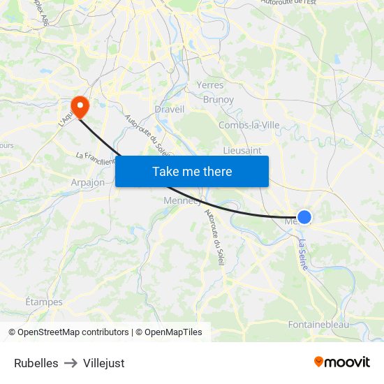 Rubelles to Villejust map