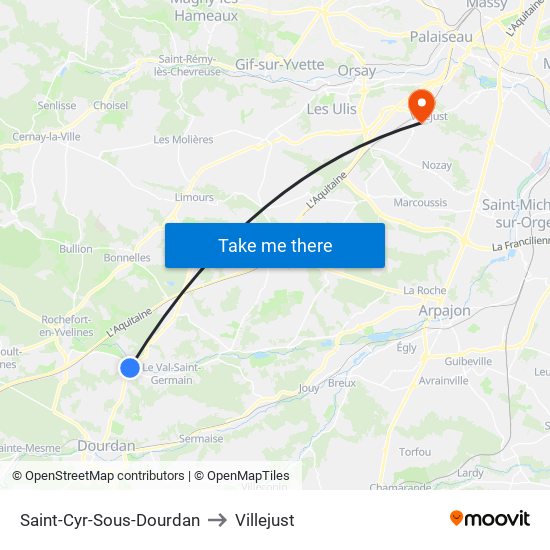 Saint-Cyr-Sous-Dourdan to Villejust map