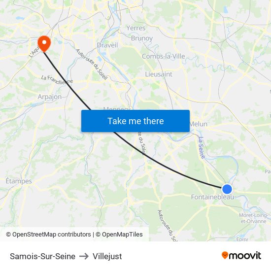 Samois-Sur-Seine to Villejust map
