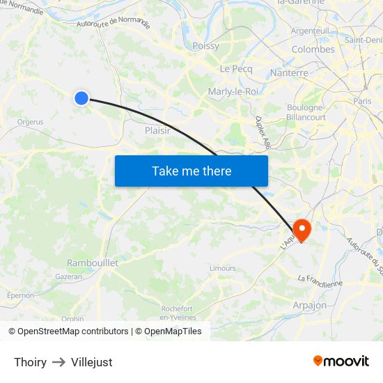 Thoiry to Villejust map