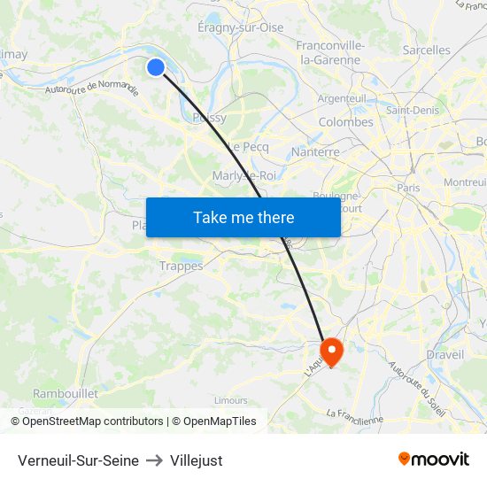 Verneuil-Sur-Seine to Villejust map