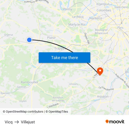 Vicq to Villejust map