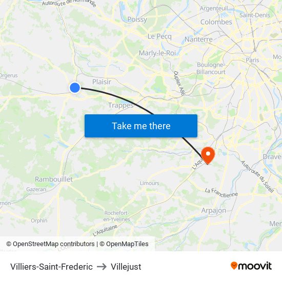 Villiers-Saint-Frederic to Villejust map