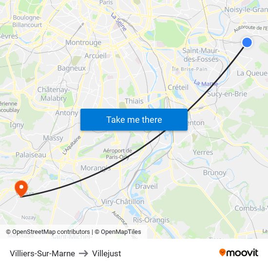 Villiers-Sur-Marne to Villejust map