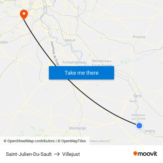 Saint-Julien-Du-Sault to Villejust map