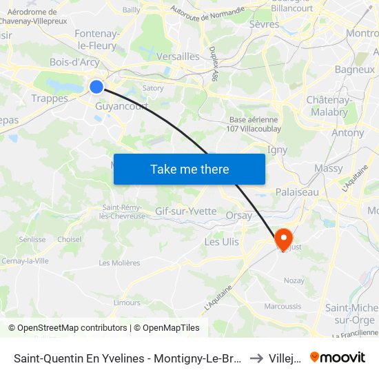 Saint-Quentin En Yvelines - Montigny-Le-Bretonneux to Villejust map