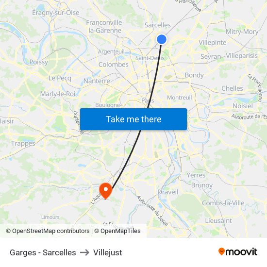 Garges - Sarcelles to Villejust map