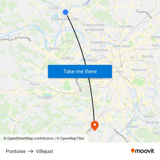 Pontoise to Villejust map