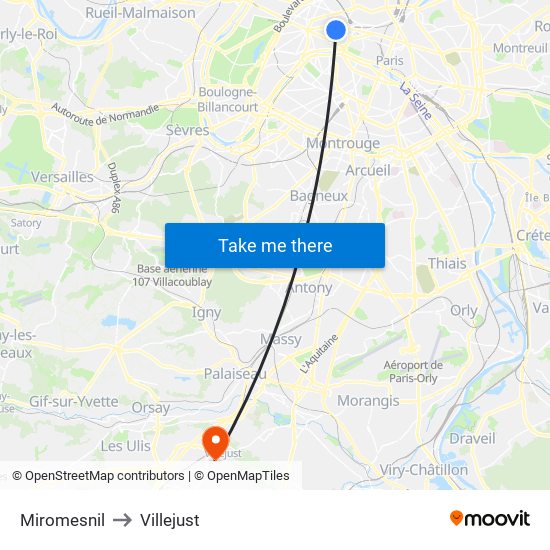 Miromesnil to Villejust map