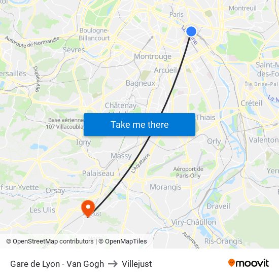 Gare de Lyon - Van Gogh to Villejust map