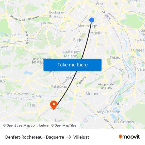 Denfert-Rochereau - Daguerre to Villejust map