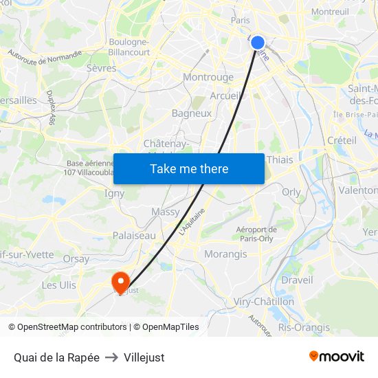 Quai de la Rapée to Villejust map